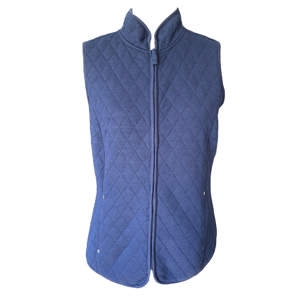 Navy blue quilted rib vest